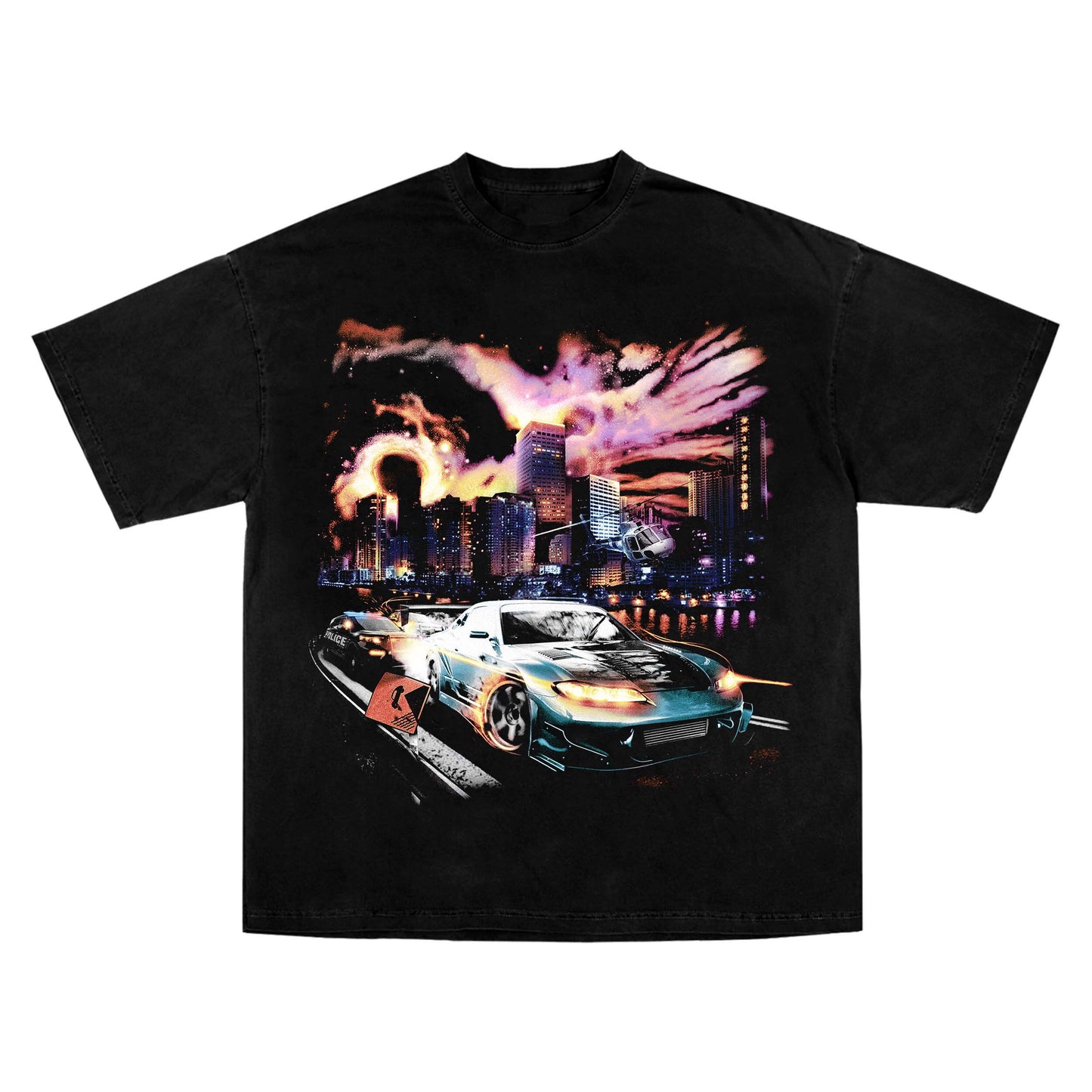 Front of Night Ride Tee Cop Chase Black