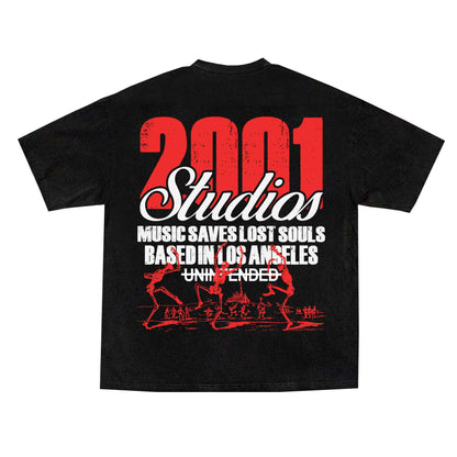 2001 Studios Back Music Black Tee