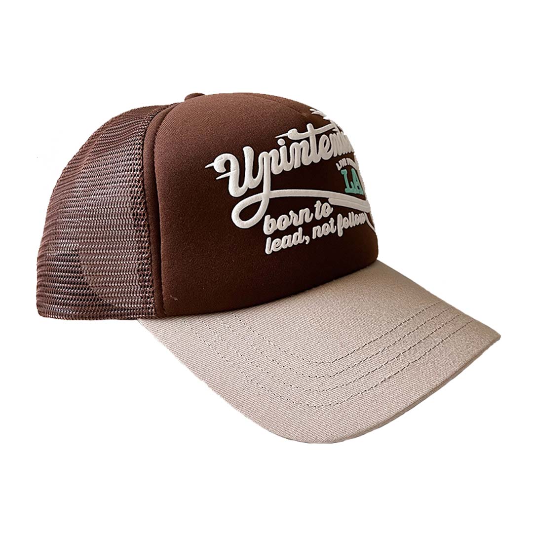 Born to Lead, Not Follow Trucker Hat | Brown - UNINTENDED